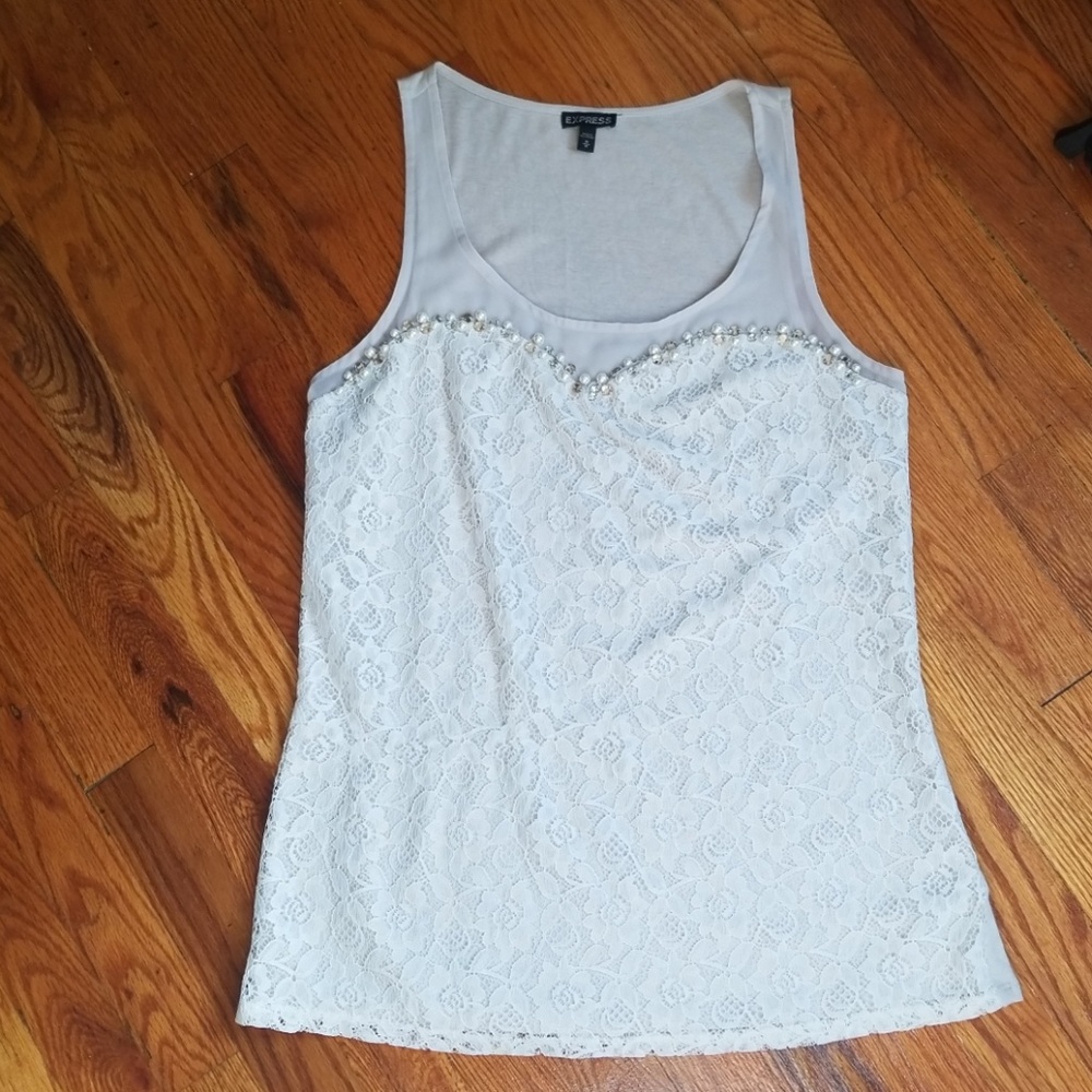 Express 💐 Lace and Pearl Tank Top